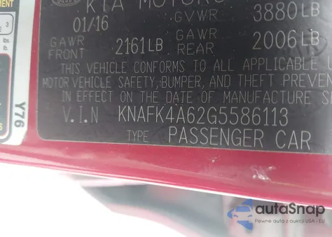 2016 Kia Forte Lx from USA, damaged, VIN KNAFK4A62G5586113